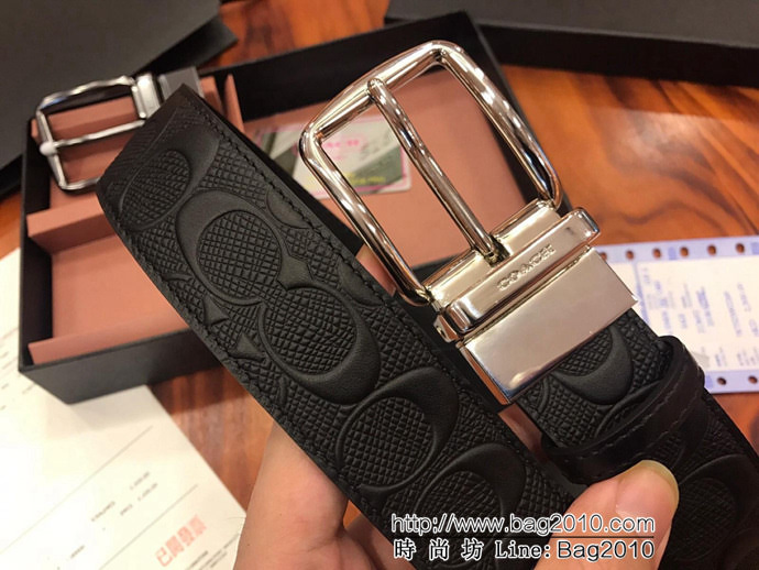 蔻馳 新款 男士雙扣裝 純銅電鍍皮帶扣 搭配官方專用頭層牛皮 男款皮帶  xfp1061